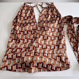 Parallel Silky Satin Cross Halter Open Back Too. Size 6.